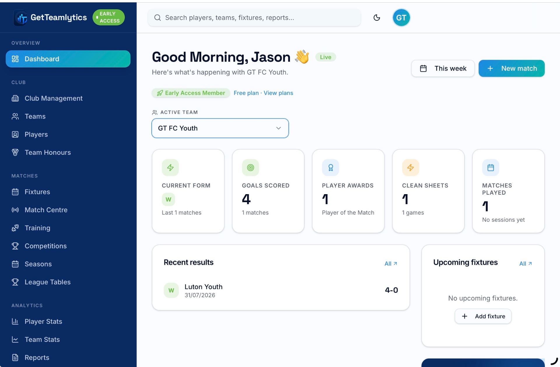 GetTeamlytics dashboard